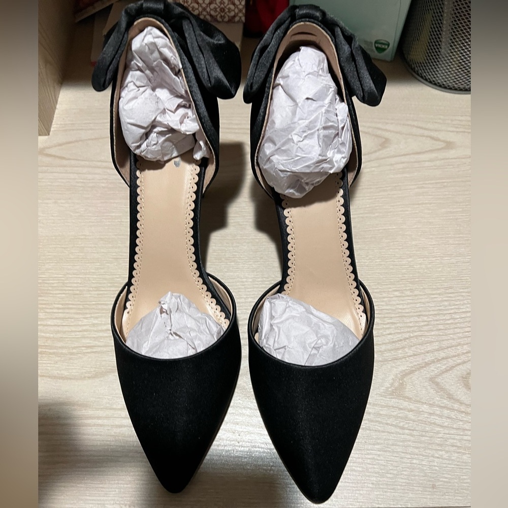JG Black Satin Heels